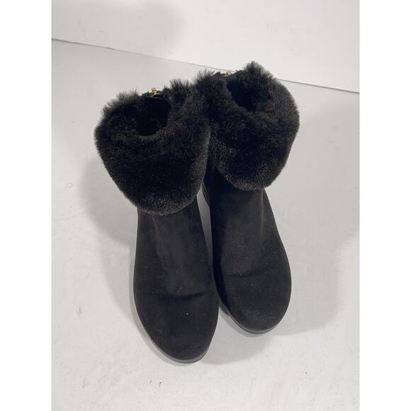 DKNY New Aron Wedge Bootie Black Womens Shoes Faux Fur 7 M Boots Used Once $150 - Picture 2 of 10